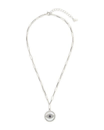 CZ & Mother of Pearl Evil Eye Pendant Necklace