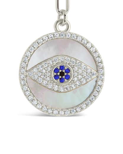 CZ & Mother of Pearl Evil Eye Pendant Necklace