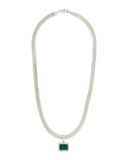 Calder CZ & Herringbone Pendant Necklace