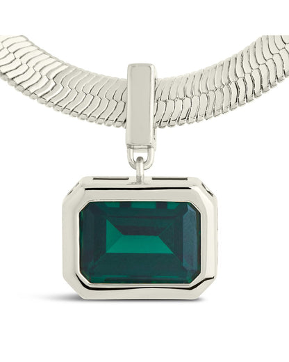 Calder CZ & Herringbone Pendant Necklace