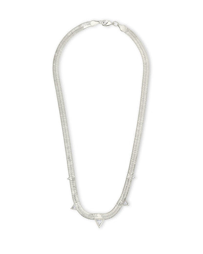 Brecken Stationed CZ Herringbone Necklace