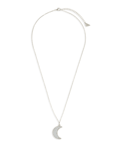 Pave CZ Moon Crescent Pendant
