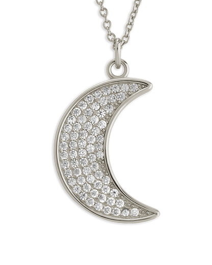 Pave CZ Moon Crescent Pendant