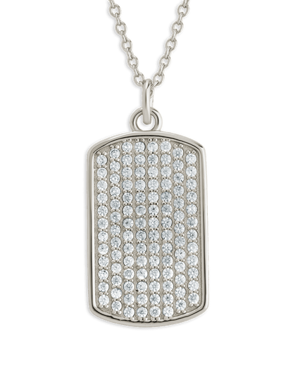 Pave CZ Rounded-edge Rectangle Pendant