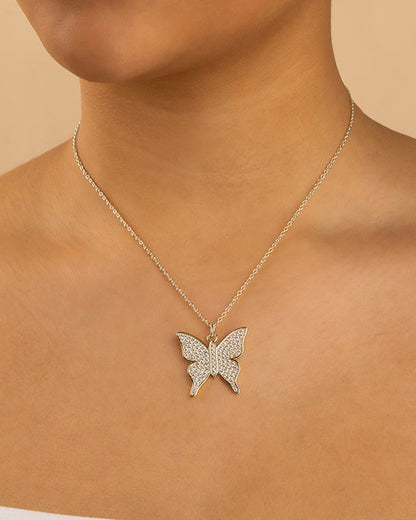 Pave CZ Butterfly Pendant