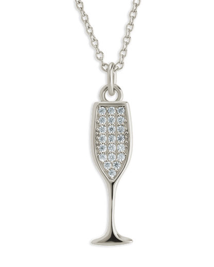 Pave CZ Champagne Flute Pendant