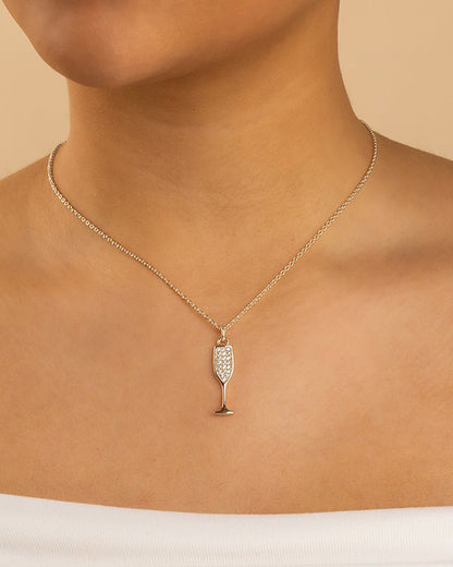 Pave CZ Champagne Flute Pendant