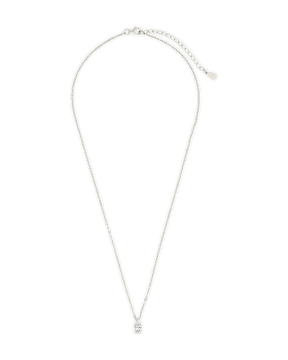 Sterling Silver Oval CZ Prong Set Pendant