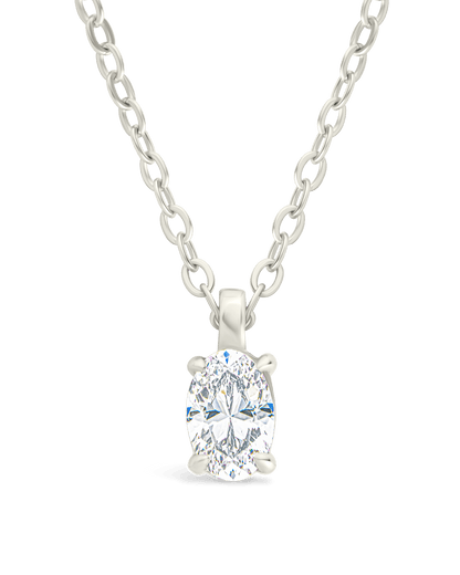 Sterling Silver Oval CZ Prong Set Pendant