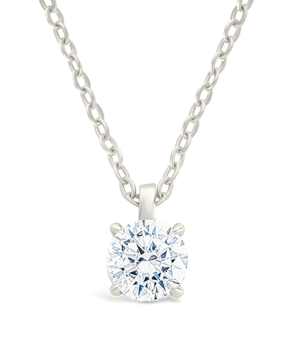 Sterling Silver Round CZ Prong Set Pendant