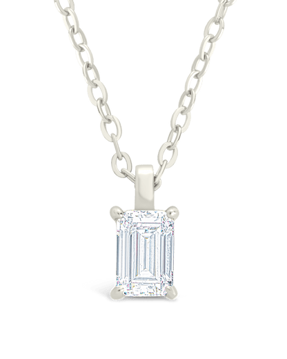 Sterling Silver Emerald Prong Set Pendant