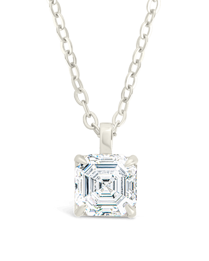 Sterling Silver Asscher Prong Set Pendant