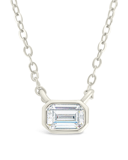 Sterling Silver Emerald Bezel Set Pendant