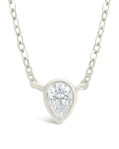 Sterling Silver Pear Bezel Set Pendant