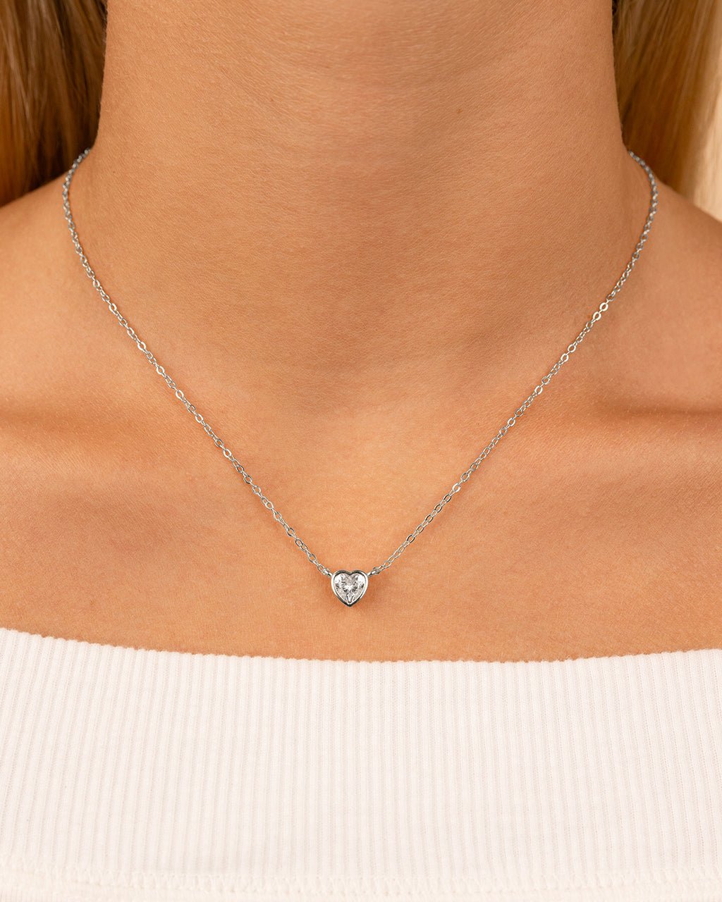 Sterling Silver Heart Bezel Set Pendant