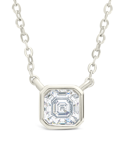 Sterling Silver Asscher Bezel Set Pendant