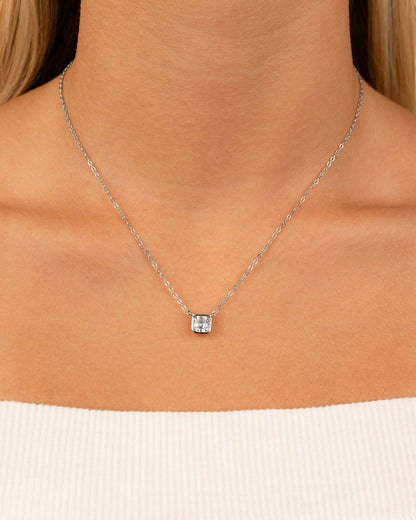 Sterling Silver Asscher Bezel Set Pendant