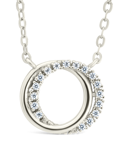 Sterling Silver CZ Interlocking Circle Pendant