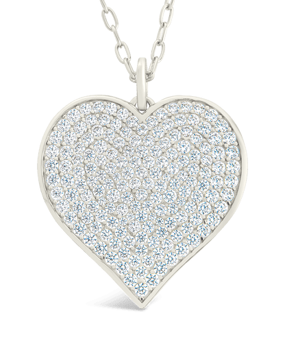 Sterling Silver CZ Statement Heart Pendant