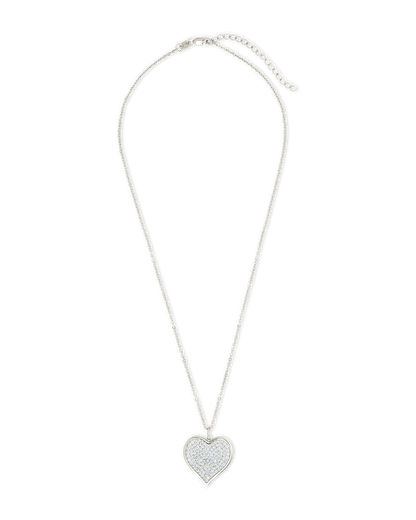 Sterling Silver CZ Statement Heart Pendant