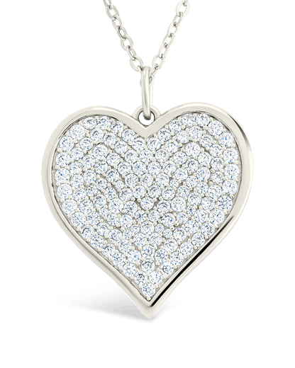 Sterling Silver CZ Statement Heart Pendant