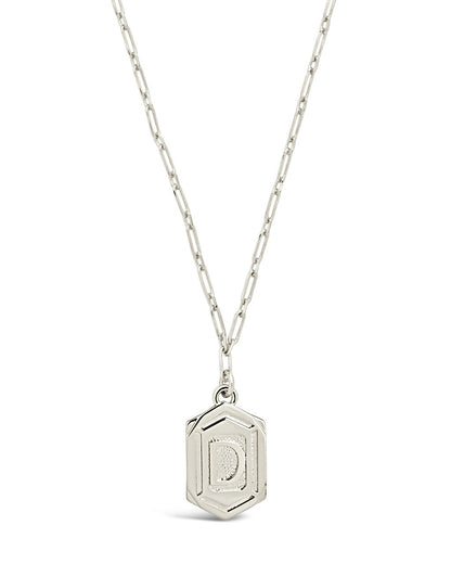 Hexagon Tag Initial Pendant Necklace
