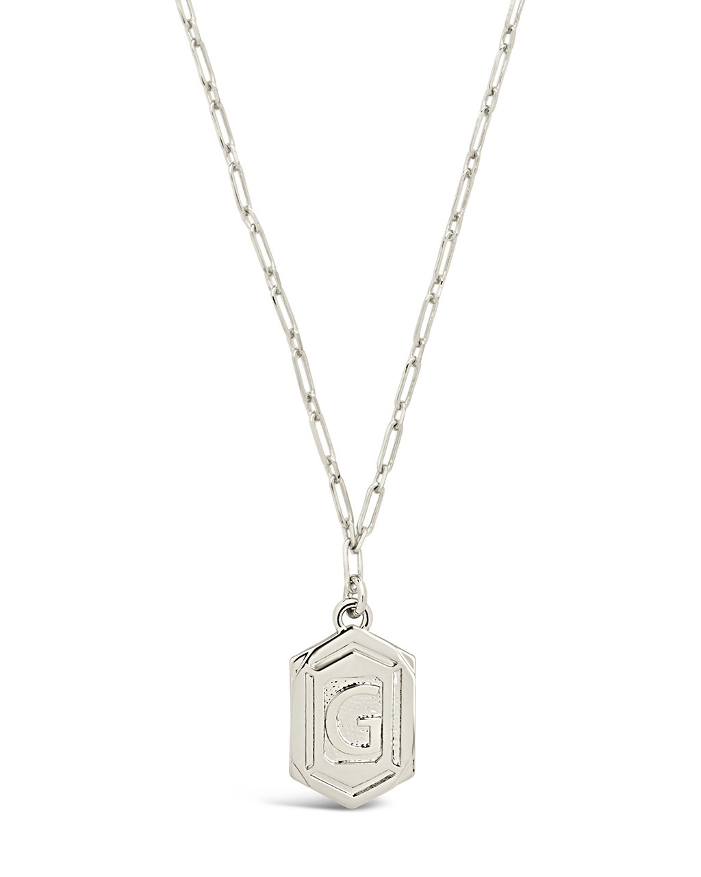 Hexagon Tag Initial Pendant Necklace