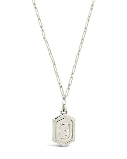 Hexagon Tag Initial Pendant Necklace