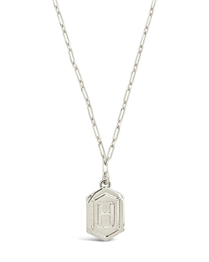 Hexagon Tag Initial Pendant Necklace