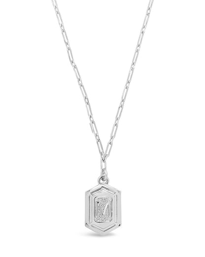 Hexagon Tag Initial Pendant Necklace