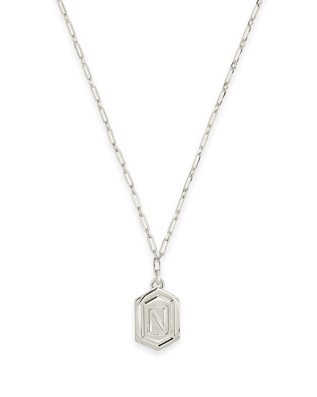 Hexagon Tag Initial Pendant Necklace