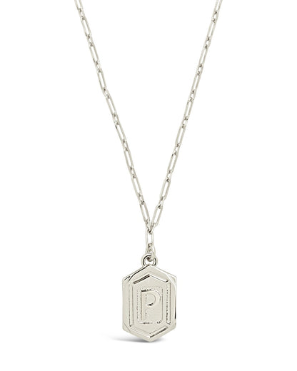 Hexagon Tag Initial Pendant Necklace