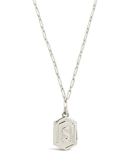 Hexagon Tag Initial Pendant Necklace
