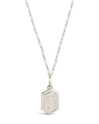 Hexagon Tag Initial Pendant Necklace