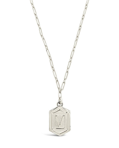 Hexagon Tag Initial Pendant Necklace