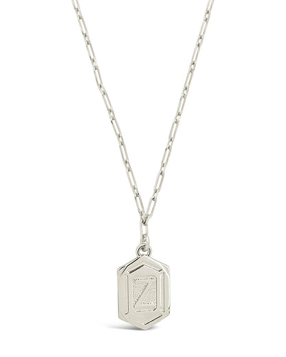 Hexagon Tag Initial Pendant Necklace