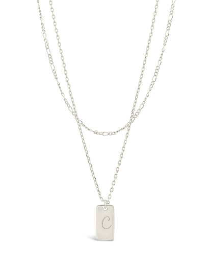 Initial Tag Layered Chain Necklace