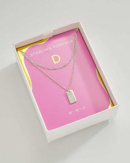Initial Tag Layered Chain Necklace