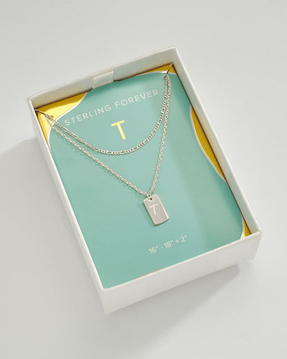 Initial Tag Layered Chain Necklace