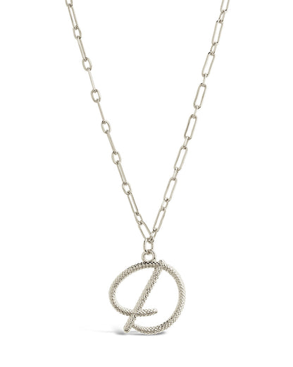 Textured Initial Charm Pendant Necklace
