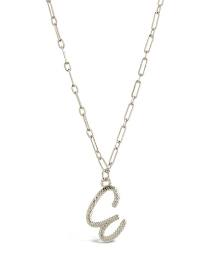 Textured Initial Charm Pendant Necklace