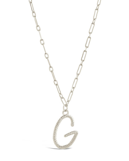 Textured Initial Charm Pendant Necklace
