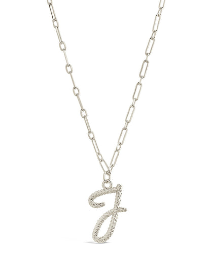 Textured Initial Charm Pendant Necklace