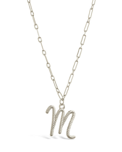 Textured Initial Charm Pendant Necklace
