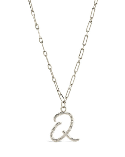 Textured Initial Charm Pendant Necklace