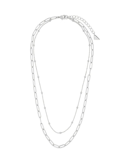 Leah Beaded & Paperclip Layered Chain Necklace