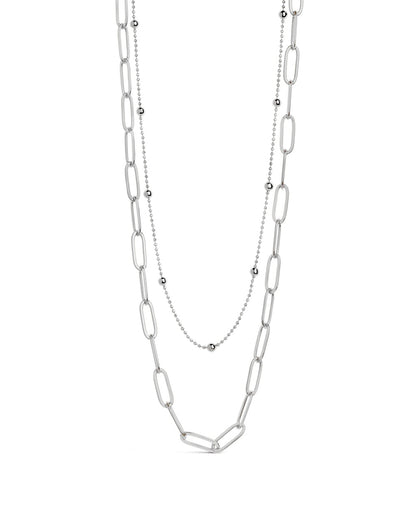 Leah Beaded & Paperclip Layered Chain Necklace