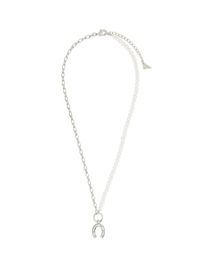 Elva Pearl CZ Horseshoe Necklace
