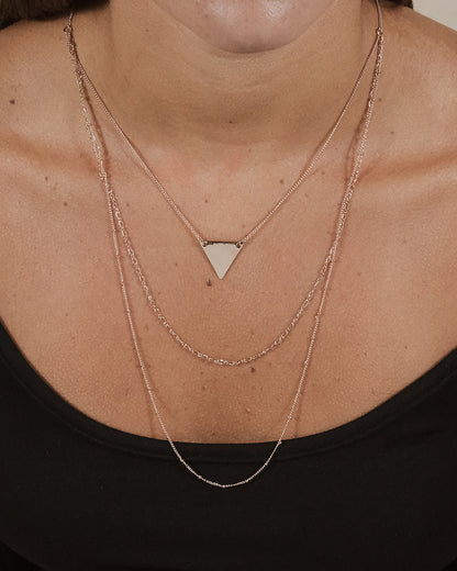 Triple Chain Layered Triangle Necklace