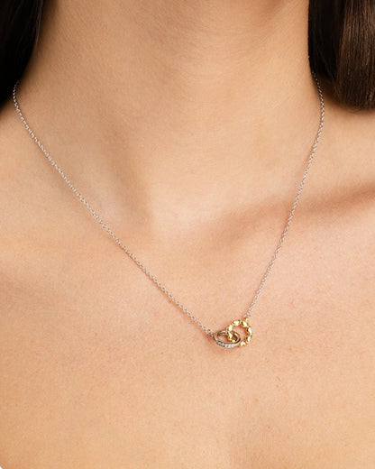 Sterling Silver Interlocking Heart Charm Necklace